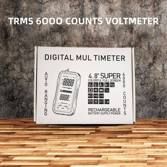 Fully automatic True RMS (TRMS) 6000-digit digital voltmeter suitable for home, automotive, and industrial applications.