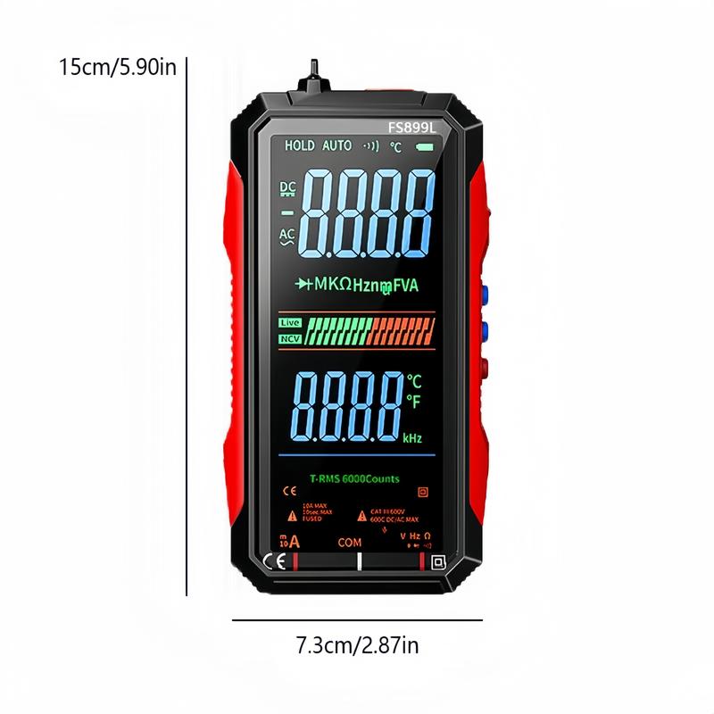 Fully automatic True RMS (TRMS) 6000-digit digital voltmeter suitable for home, automotive, and industrial applications.