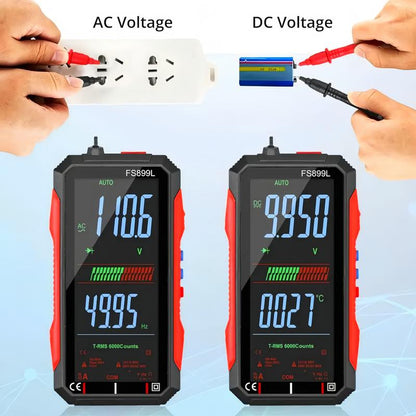 Fully automatic True RMS (TRMS) 6000-digit digital voltmeter suitable for home, automotive, and industrial applications.