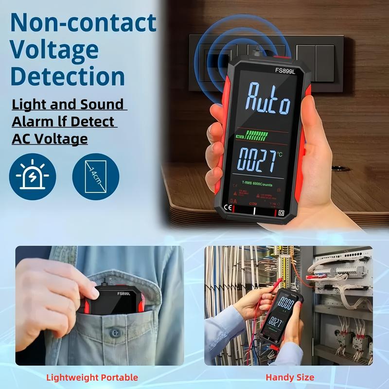 Fully automatic True RMS (TRMS) 6000-digit digital voltmeter suitable for home, automotive, and industrial applications.