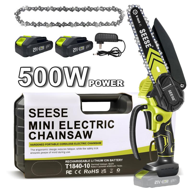 SEESE Brushless Mini Chainsaw - Portable cordless electric saw suitable for wood cutting, trimming, gardening, and camping.