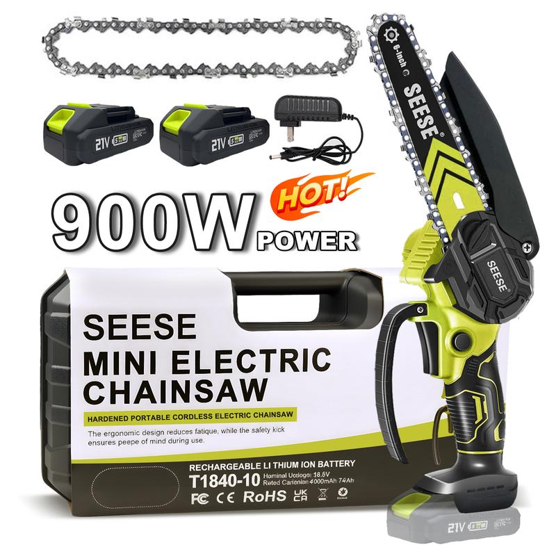 SEESE Brushless Mini Chainsaw - Portable cordless electric saw suitable for wood cutting, trimming, gardening, and camping.