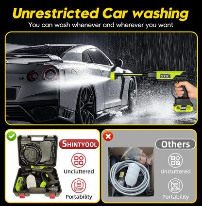 SEESE Cordless Pressure Washer with Single-Port Charging Base, suitable for car, home cleaning, and garden watering.