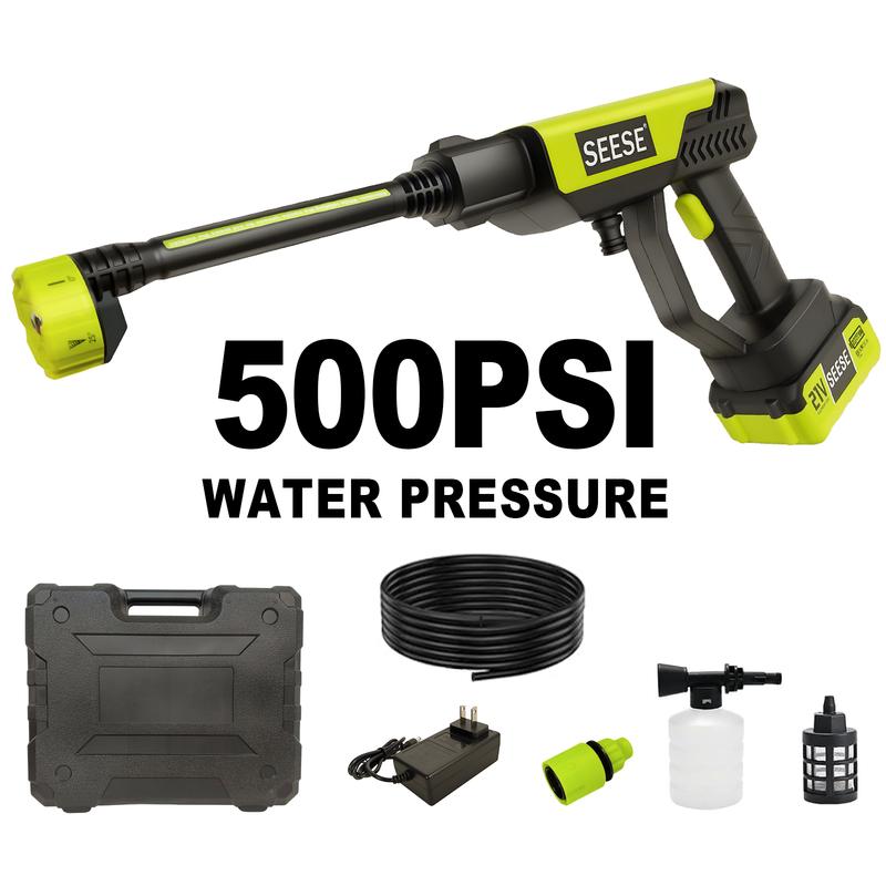 SEESE Cordless Pressure Washer with Single-Port Charging Base, suitable for car, home cleaning, and garden watering.